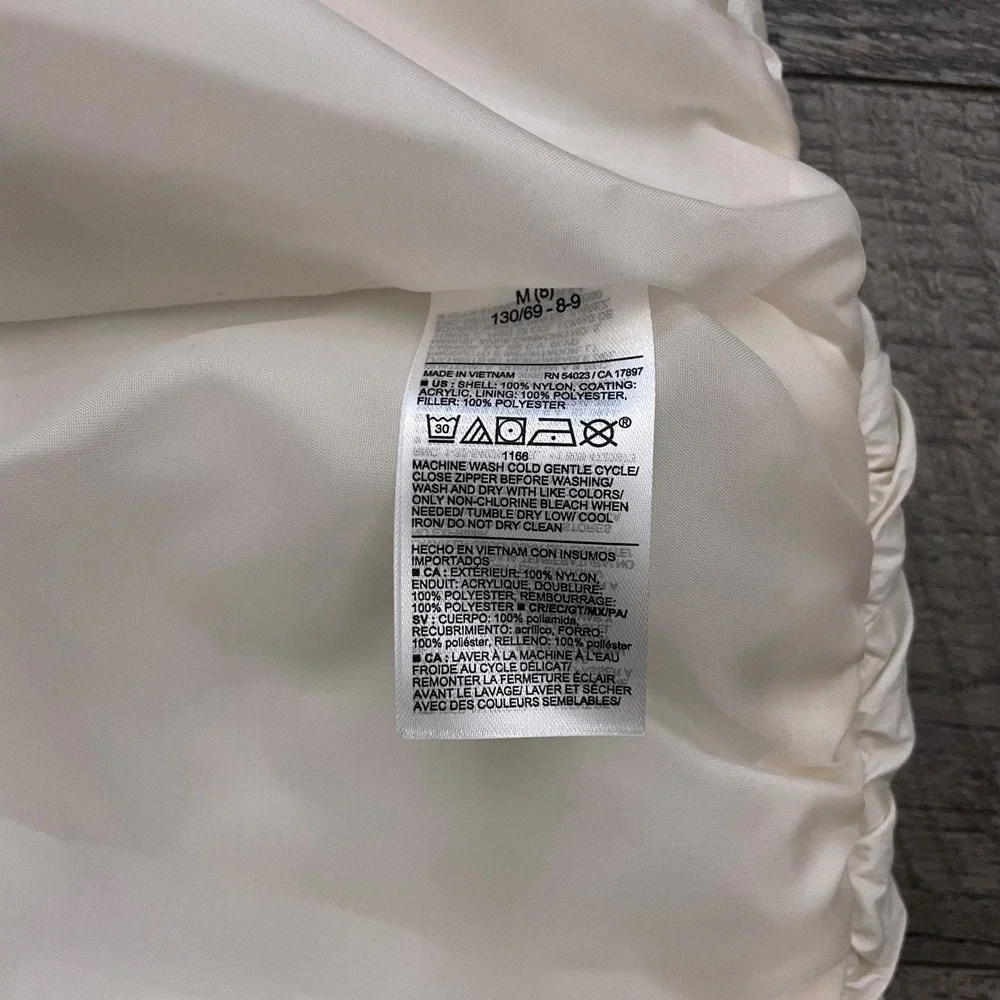 Old Navy Girls Medium 8 Puffer Vest Off White Water Resistant Quilted Full Zip‎
